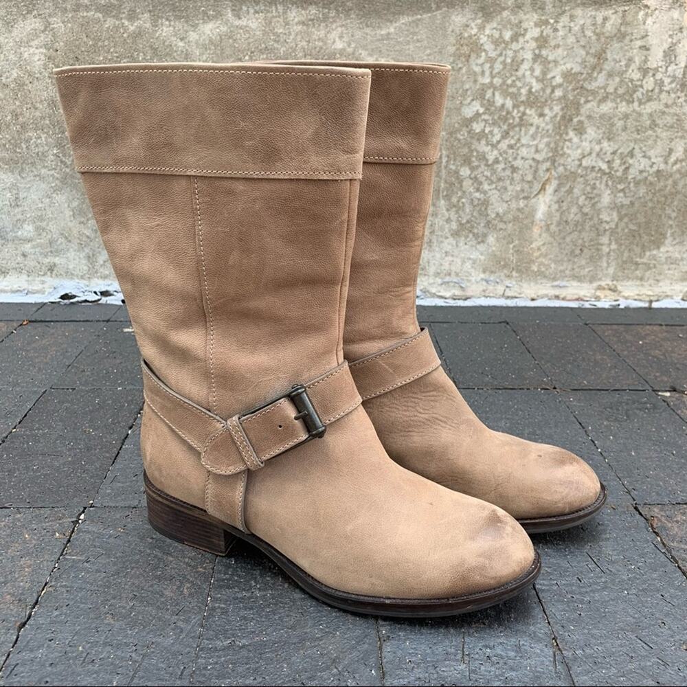 Cole Haan Nike Air beige tan riding moto boots 10M